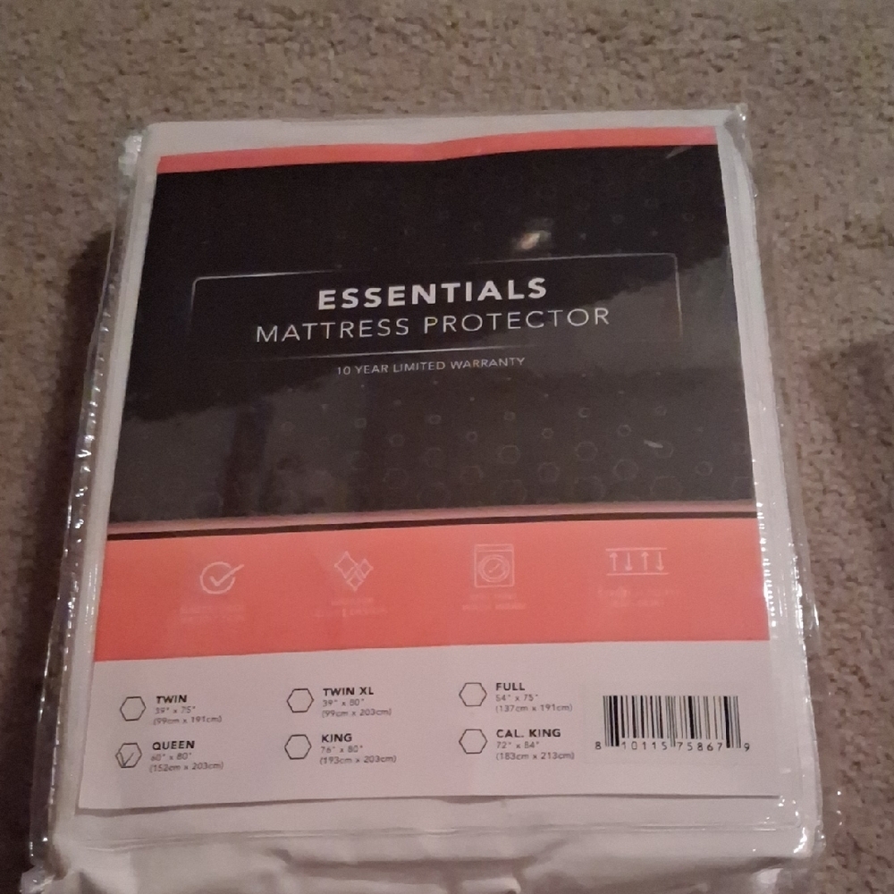 Essentials White Mattress Cover with Waterproof Protection and Clear Design